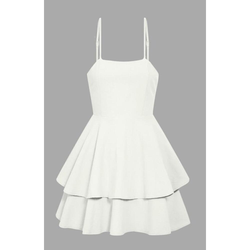 Halara Backless Adjustable Strap Tie Back Tiered Ruffle Flowy Slip Mini  Dress - Picture 6 of 12